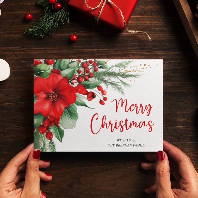 Merry Christmas Botanical Greenery Holiday Card (Merry Christmas Botanical Greenery Holiday Card)