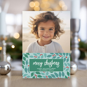 Merry Christmas Botanical Pastel - Photo Holiday Card