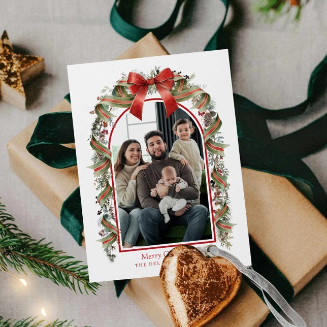 Merry Christmas Botanical Photo Card (Elegant Merry Christmas Photo Card)