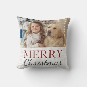Merry Christmas Botanical Photo Christmas Cushion