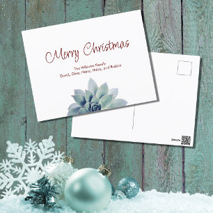 Merry Christmas Botanical Succulent Holiday Postcard