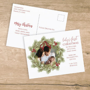 Merry Christmas Botanical Winter Holiday Wreath