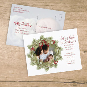 Merry Christmas Botanical Winter Holiday Wreath