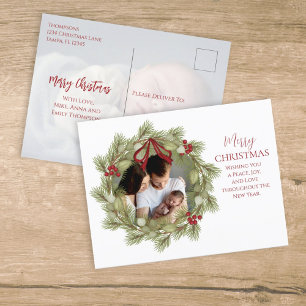 Merry Christmas Botanical Winter Holiday Wreath