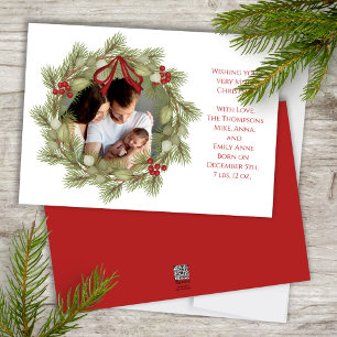 Merry Christmas Botanical Winter Holiday Wreath Card