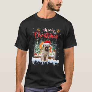 Merry Christmas Bouvier Des Flandres Santa Hat Lig T-Shirt