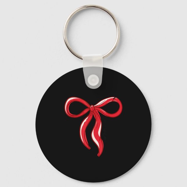 Merry Christmas Bow Red Santa Xmas Coquette Aesthe Key Ring (Front)