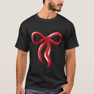 Merry Christmas Bow Red Santa Xmas Coquette Aesthe T-Shirt