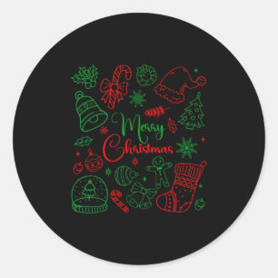 Merry Christmas Bow Santa Xmas Coquette Aesthetic  Classic Round Sticker