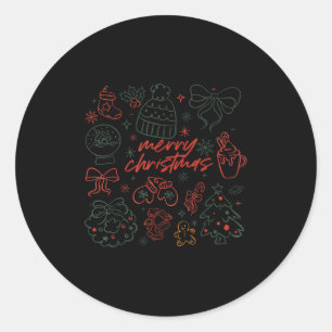 Merry Christmas Bow Santa Xmas Coquette Aesthetic  Classic Round Sticker