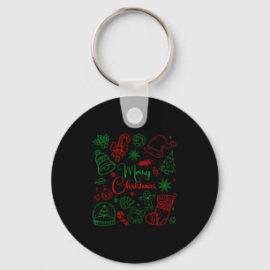 Merry Christmas Bow Santa Xmas Coquette Aesthetic  Key Ring