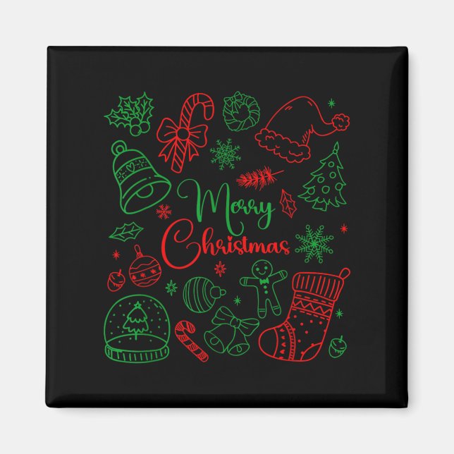 Merry Christmas Bow Santa Xmas Coquette Aesthetic  Magnet (Front)