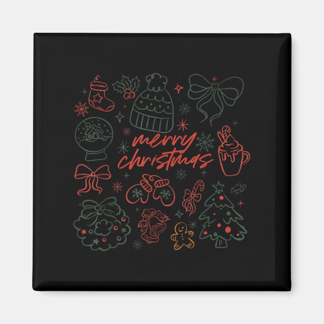 Merry Christmas Bow Santa Xmas Coquette Aesthetic  Magnet (Front)