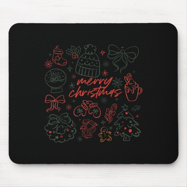 Merry Christmas Bow Santa Xmas Coquette Aesthetic  Mouse Mat (Front)