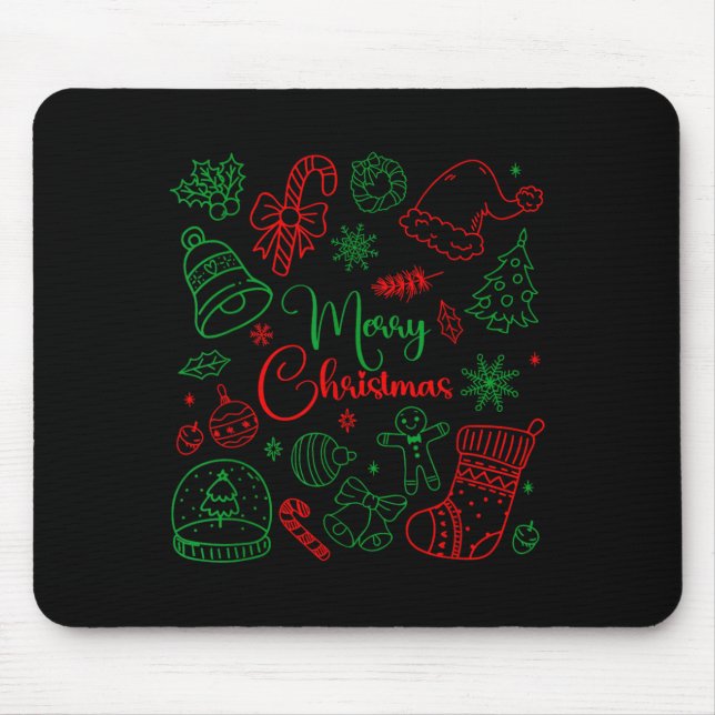 Merry Christmas Bow Santa Xmas Coquette Aesthetic  Mouse Mat (Front)