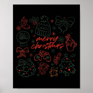 Merry Christmas Bow Santa Xmas Coquette Aesthetic Poster