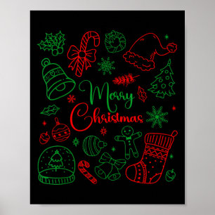 Merry Christmas Bow Santa Xmas Coquette Aesthetic Poster