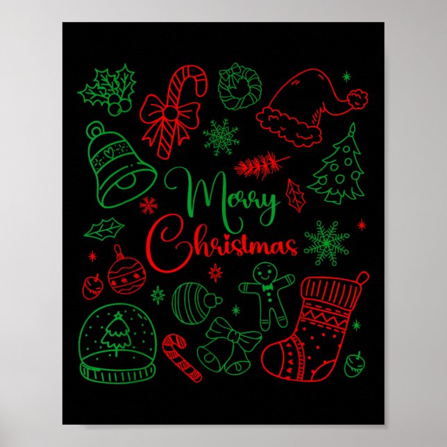 Merry Christmas Bow Santa Xmas Coquette Aesthetic  Poster (Front)