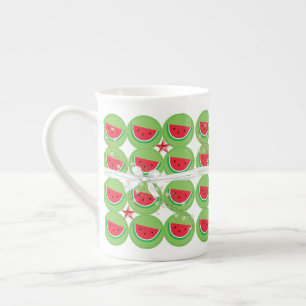 Merry Christmas, Bow Watermelon  Bone China Mug