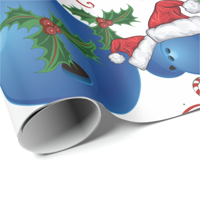 Merry Christmas Bowling Ball   Santa Wrapping Paper (Roll Corner)