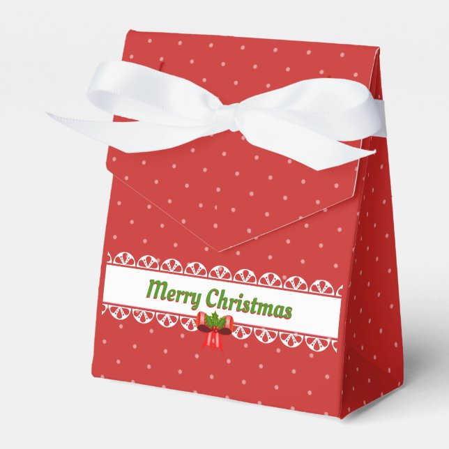 Merry Christmas, Bows and Polka Dots Favour Box (Front Side)