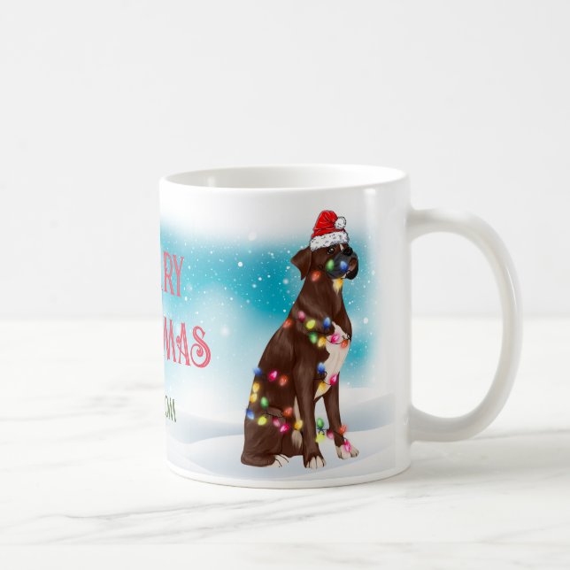 Merry Christmas Boxer Dog Lover Cute Coffee Mug (Right)