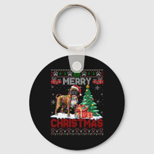 Merry Christmas Boxer Dog Lovers Family Ugly Xmas Key Ring