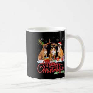 Merry Christmas Boxer Dog Santa Reindeer Light Xma Coffee Mug