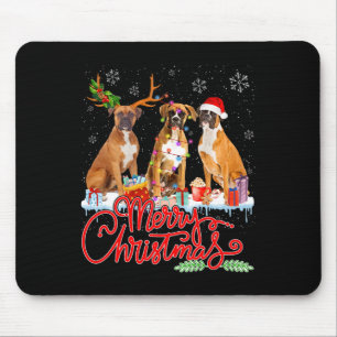 Merry Christmas Boxer Dog Santa Reindeer Light Xma Mouse Mat