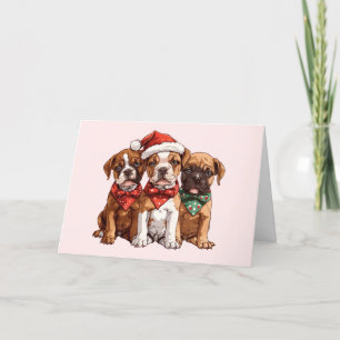 Merry Christmas Boxer Dogs Holiday Card