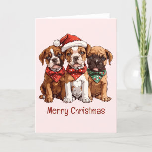 Merry Christmas Boxer Dogs Holiday Card