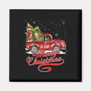 Merry Christmas Boxer Dogs Santa Reindeer Red Truc Magnet