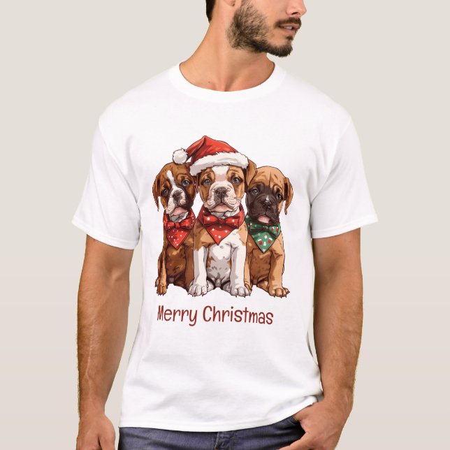 Merry Christmas Boxer Dogs T-Shirt (Front)