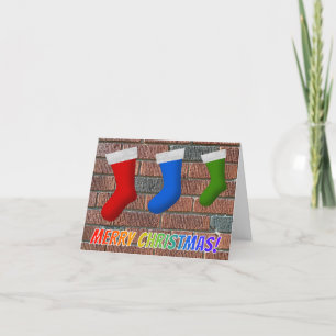 "MERRY CHRISTMAS!" + Bricks + Christmas Stockings Card