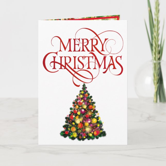 Merry Christmas Bright Happy Colours Photo Text Holiday Card (Front)