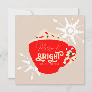 Merry Christmas Bright Hot Chocolate Red Snowflake Card