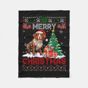 Merry Christmas Brittany Dog Lovers Family Ugly Xm Fleece Blanket
