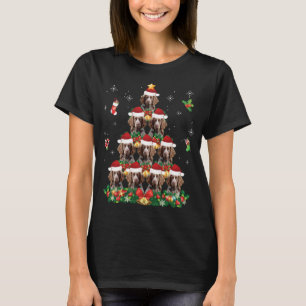Merry Christmas Brittany Spaniel Dog Santa Tree Pa T-Shirt