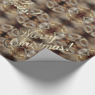 Merry Christmas Brown Gold Script Elegant Chic Wrapping Paper