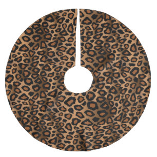 Merry Christmas Brown Leopard Animal Print Brushed Polyester Tree Skirt