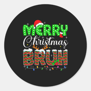 Merry Christmas Bruh Boys Teens Kids Men Xmas Paja Classic Round Sticker