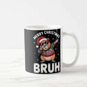 Merry Christmas Bruh Capybara Dabbing Santa Hat Xm Coffee Mug