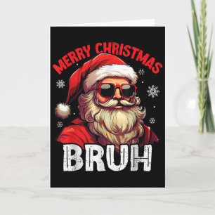 Merry Christmas Bruh Funny Santa Claus Retro Men W Card