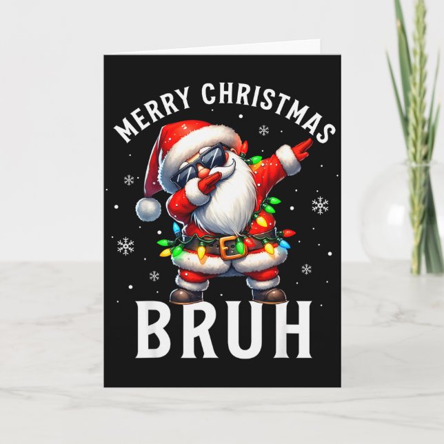 Merry Christmas Bruh Funny Santa Claus Retro Men W Card (Front)