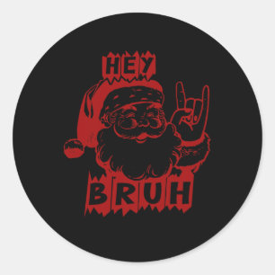 Merry Christmas Bruh Funny Santa Claus Retro Men W Classic Round Sticker