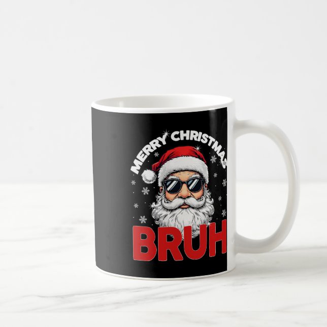 Merry Christmas Bruh Funny Santa Claus Retro Men W Coffee Mug (Right)