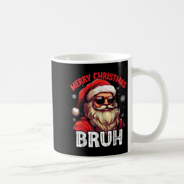 Merry Christmas Bruh Funny Santa Claus Retro Men W Coffee Mug (Right)