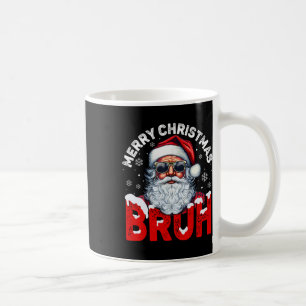 Merry Christmas Bruh Funny Santa Claus Retro Men W Coffee Mug