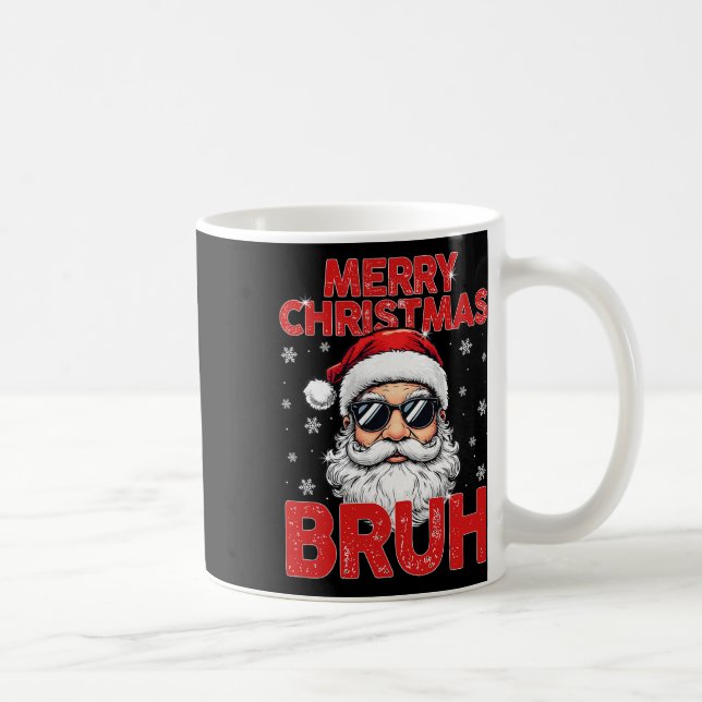 Merry Christmas Bruh Funny Santa Claus Retro Men W Coffee Mug (Right)