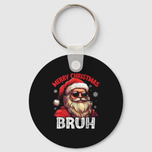 Merry Christmas Bruh Funny Santa Claus Retro Men W Key Ring